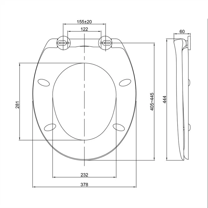 soft close toilet seats size